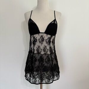 Vintage Y2K Victoria's Secret Lace Lace Slip Dress Cami Dress Black XS
